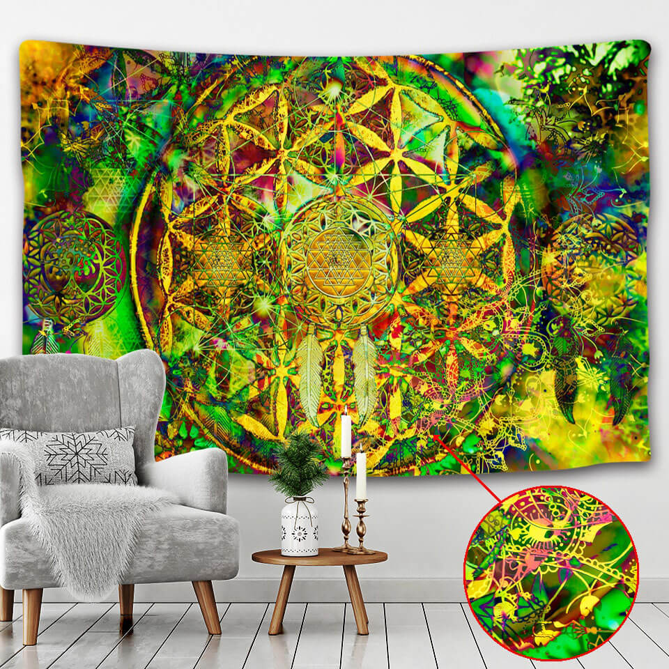 Psychedelic Mandala Tapestry Wall Hanging - Bohemian Tapestry
